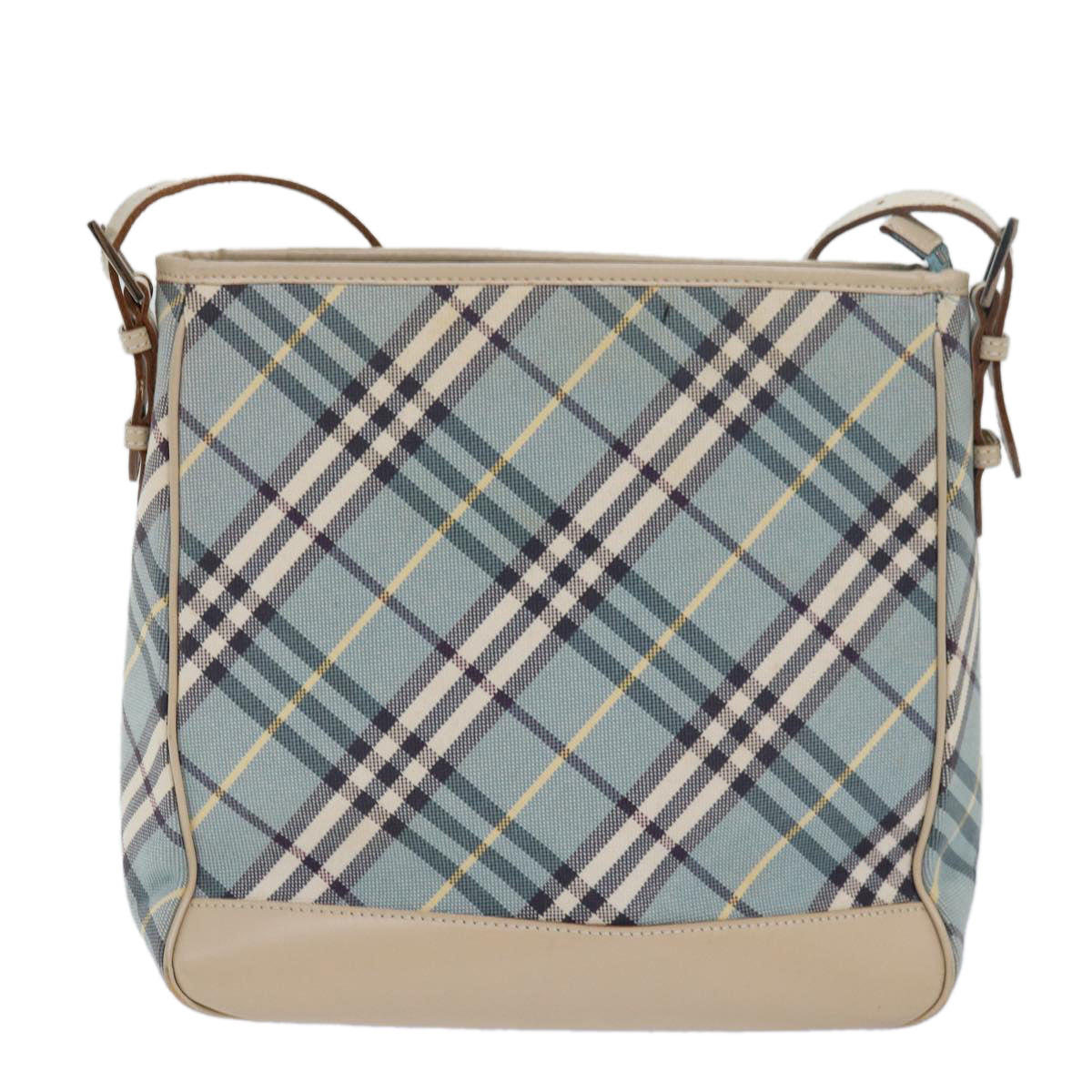 BURBERRY Nova Check Blue Label Shoulder Bag Canvas Light Blue Auth 77791