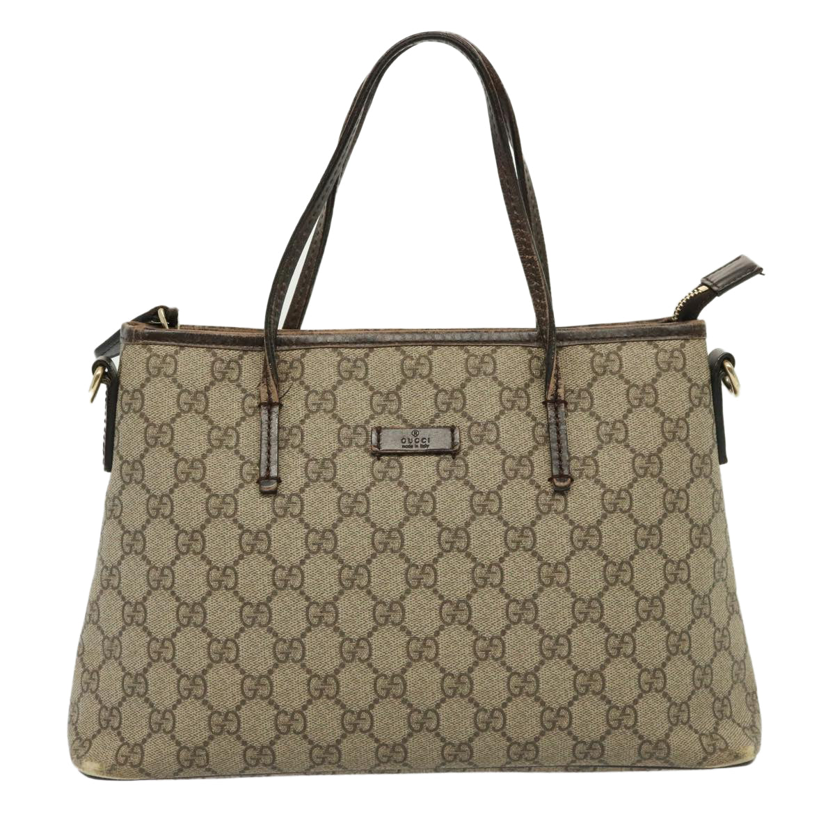 GUCCI GG Supreme Hand Bag PVC 2way Beige 353440 Auth 77792 - 0