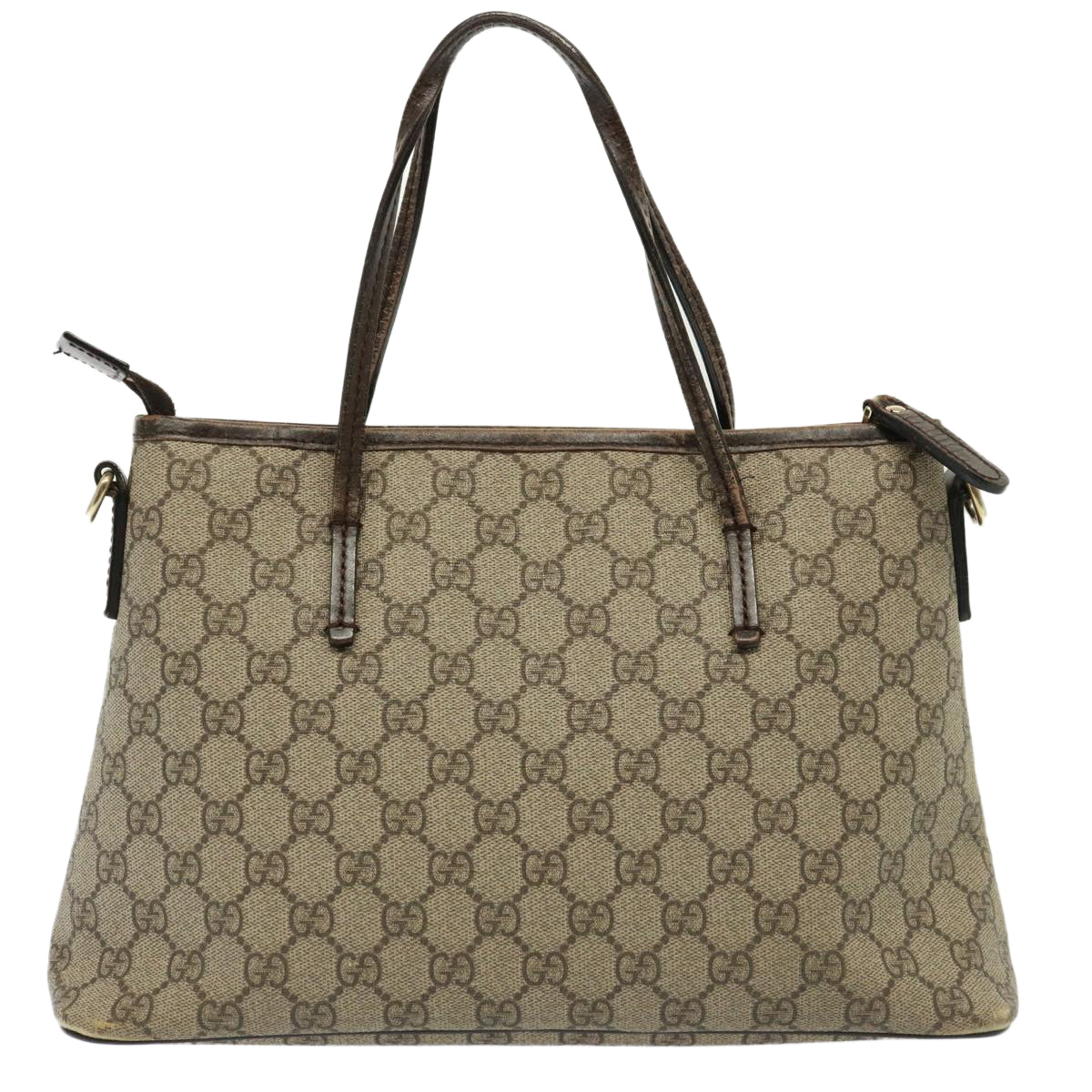 GUCCI GG Supreme Hand Bag PVC 2way Beige 353440 Auth 77792