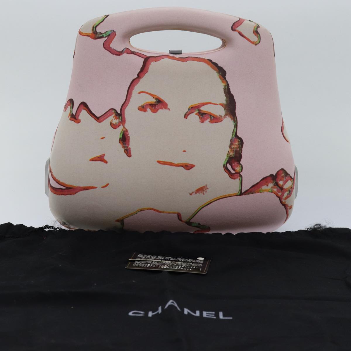 CHANEL Hand Bag Canvas Pink CC Auth 77797A