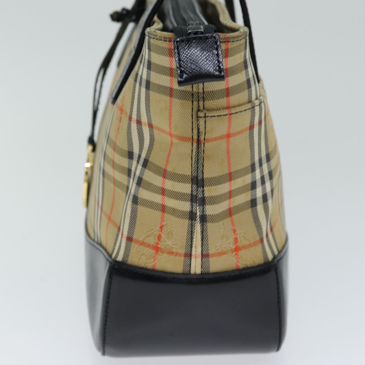 BURBERRY Nova Check Hand Bag Canvas Black Auth 77803