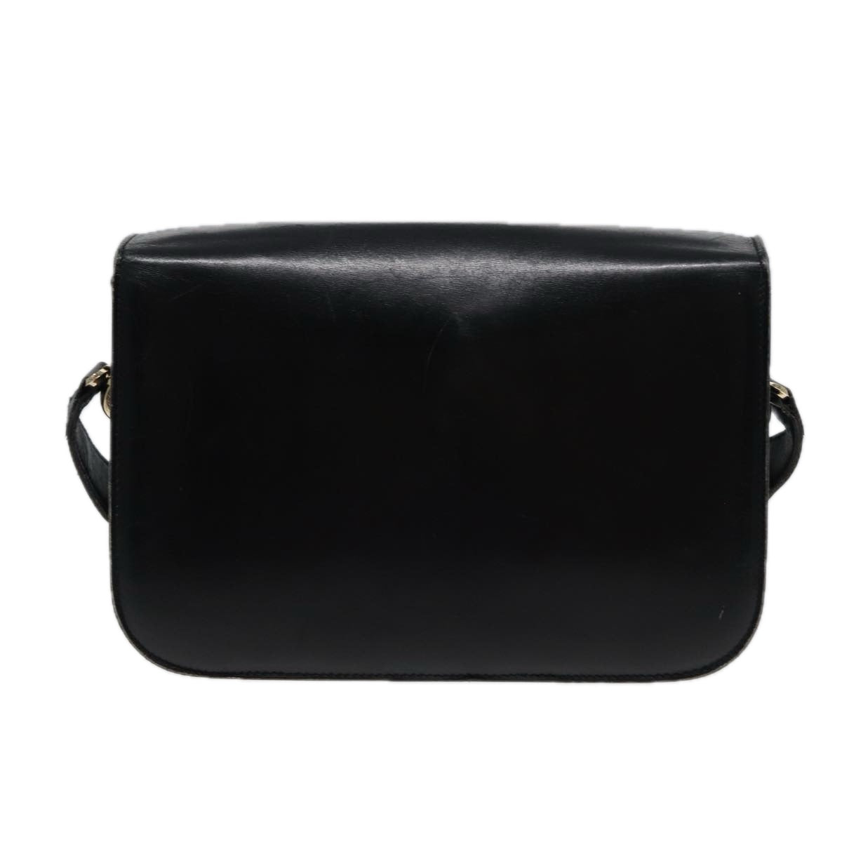 CELINE Shoulder Bag Leather Black Auth 77808