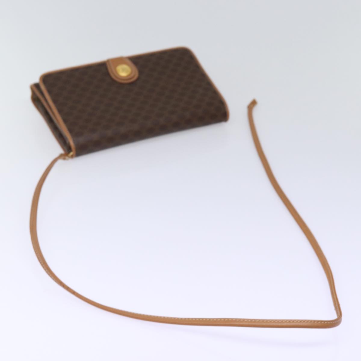 CELINE Shoulder Bag PVC Leather Brown Auth 77814