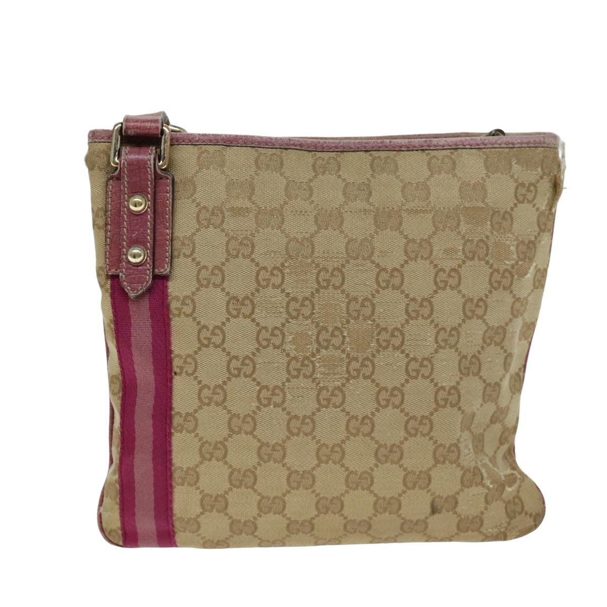 GUCCI GG Canvas Shoulder Bag Beige Pink Auth 77822 - 0