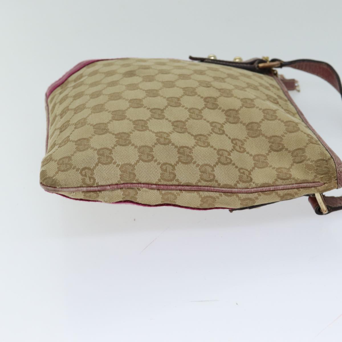 GUCCI GG Canvas Shoulder Bag Beige Pink Auth 77822