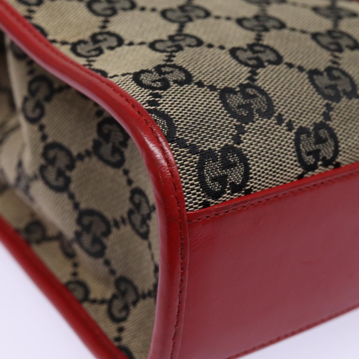 GUCCI GG Canvas Jackie Hand Bag Red Beige 002 1065 3444 Auth 77824