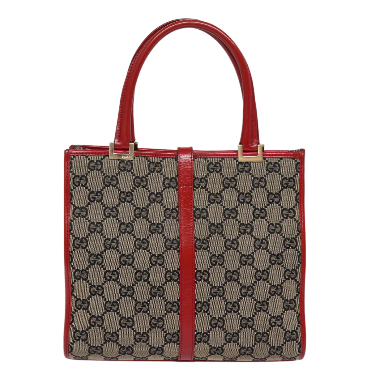 GUCCI GG Canvas Jackie Hand Bag Red Beige 002 1065 3444 Auth 77824