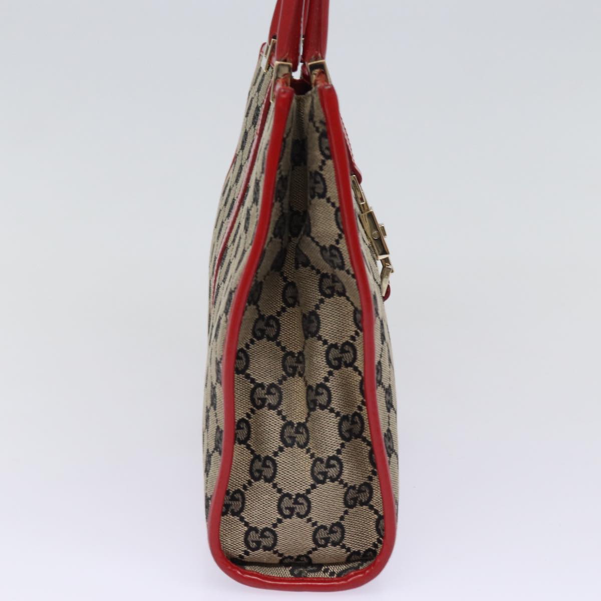 GUCCI GG Canvas Jackie Hand Bag Red Beige 002 1065 3444 Auth 77824