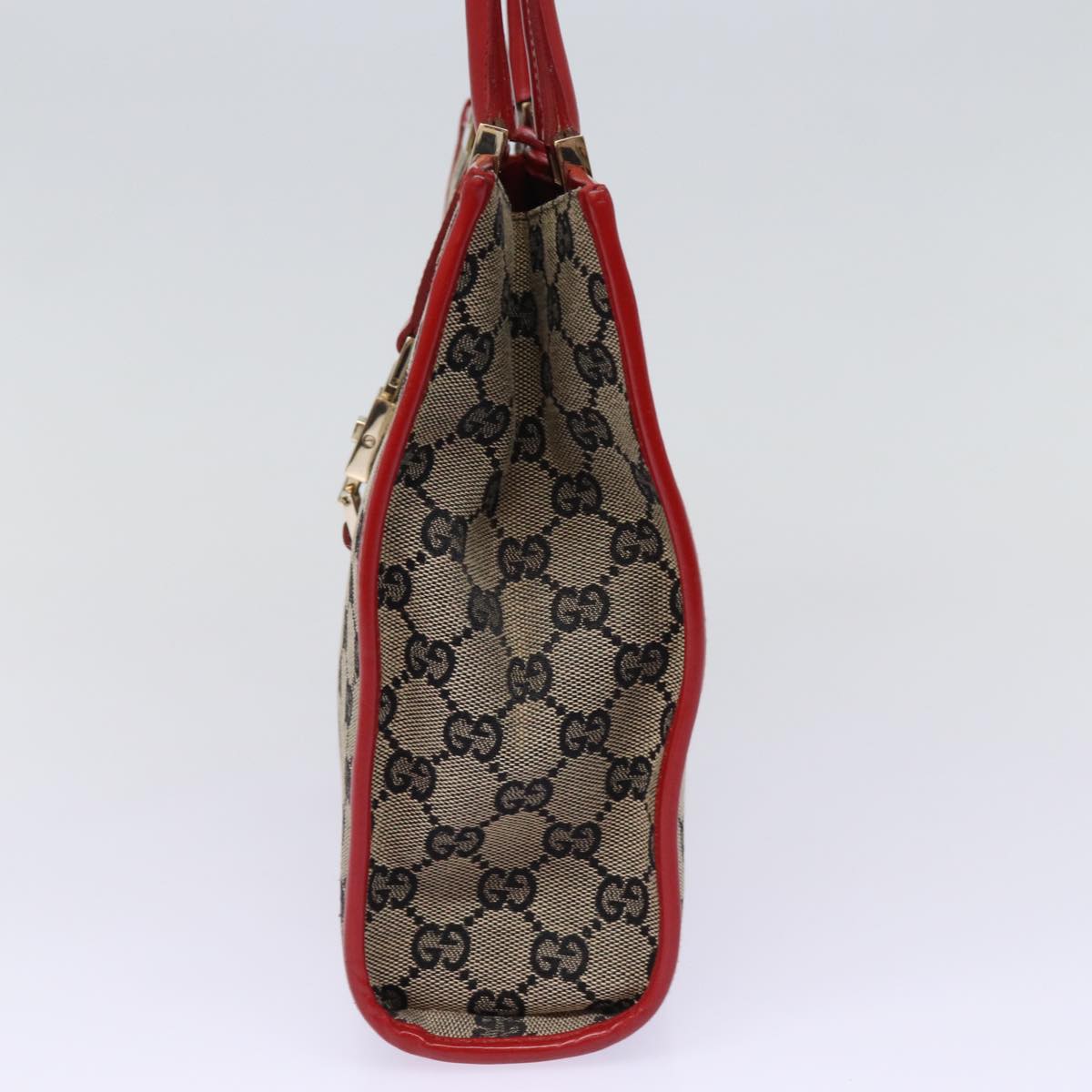 GUCCI GG Canvas Jackie Hand Bag Red Beige 002 1065 3444 Auth 77824