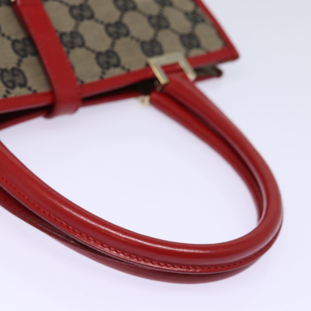 GUCCI GG Canvas Jackie Hand Bag Red Beige 002 1065 3444 Auth 77824