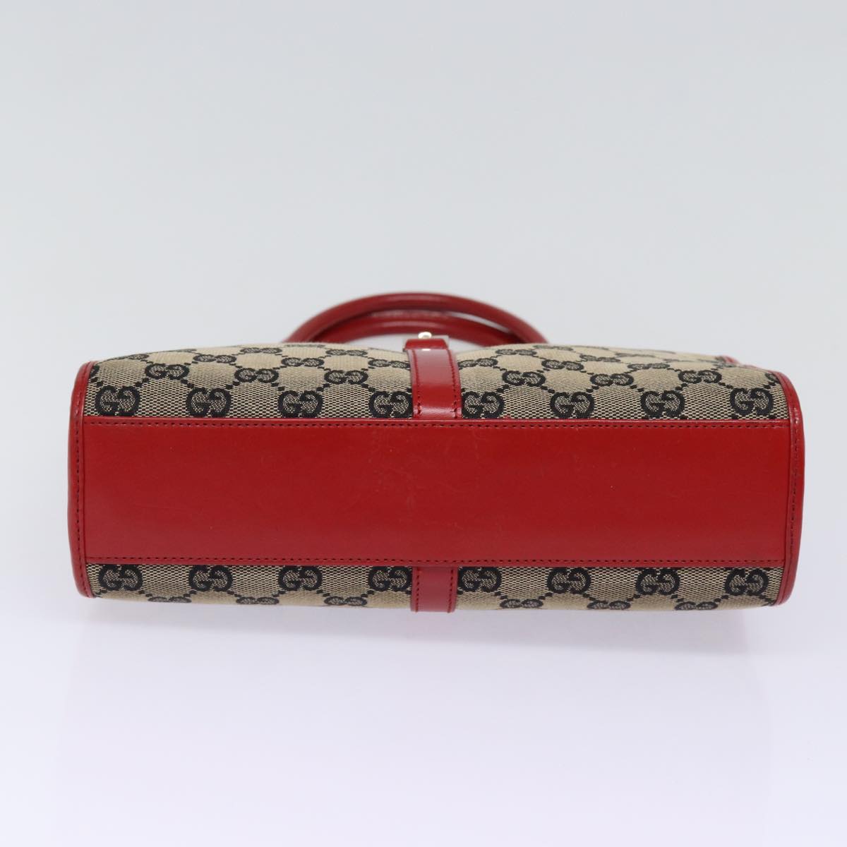 GUCCI GG Canvas Jackie Hand Bag Red Beige 002 1065 3444 Auth 77824