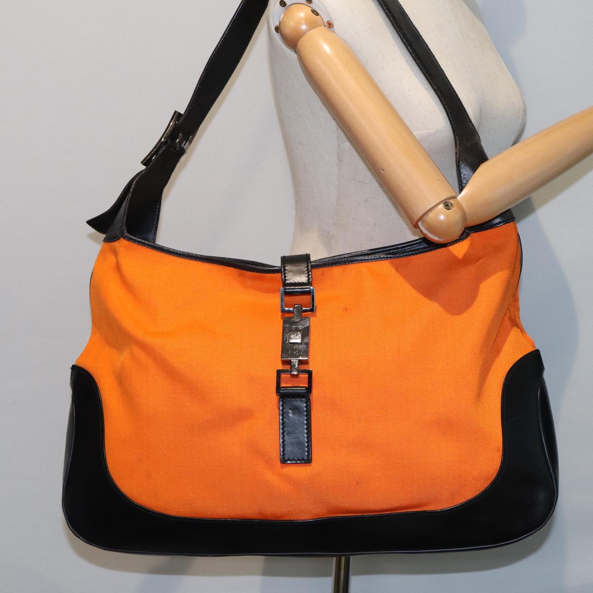 GUCCI Jackie Shoulder Bag Canvas Outlet Orange Auth 77825