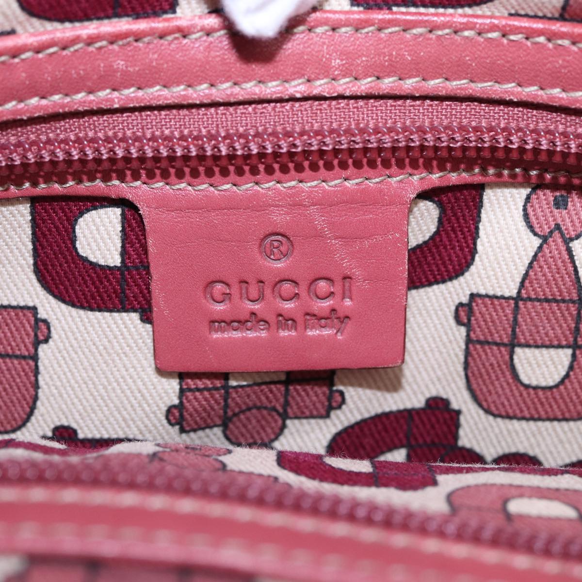 GUCCI GG Canvas Guccissima Hand Bag Pink 145994 Auth 77827