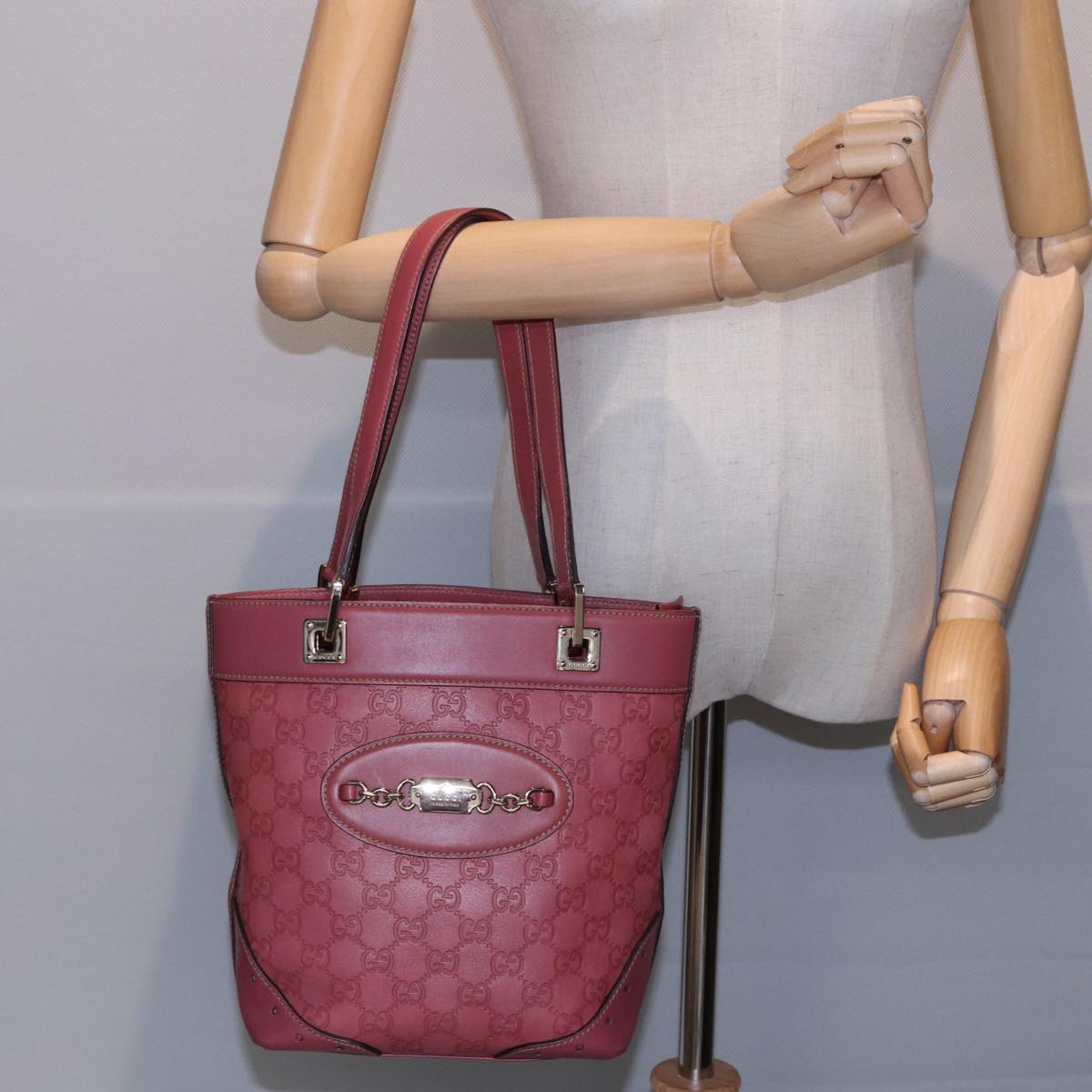 GUCCI GG Canvas Guccissima Hand Bag Pink 145994 Auth 77827