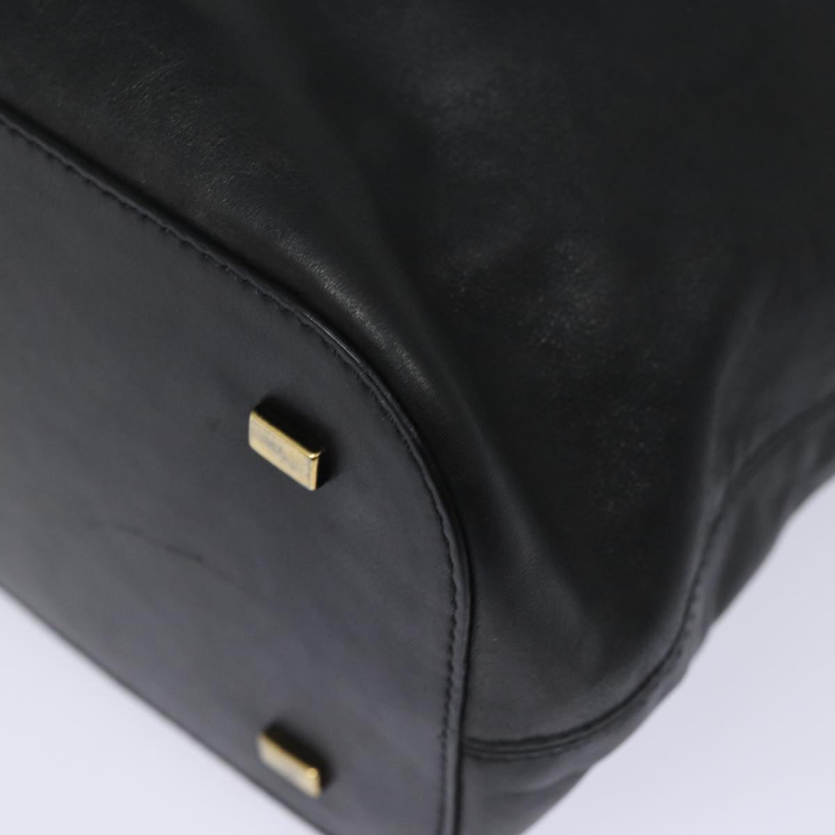 CELINE Hand Bag Leather Black Auth 77841