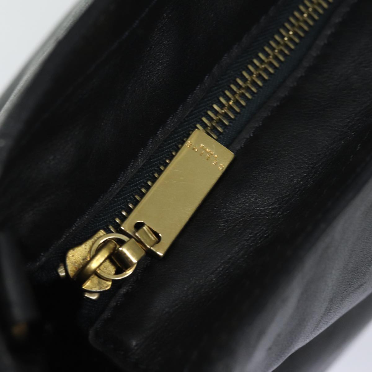 CELINE Hand Bag Leather Black Auth 77841