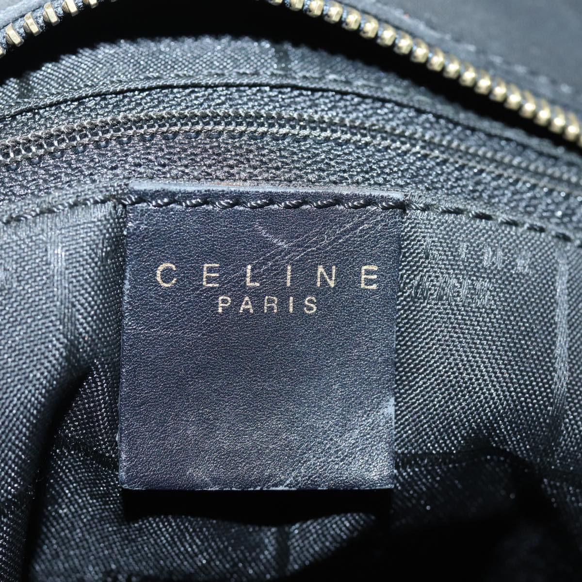 CELINE Hand Bag Leather Black Auth 77841