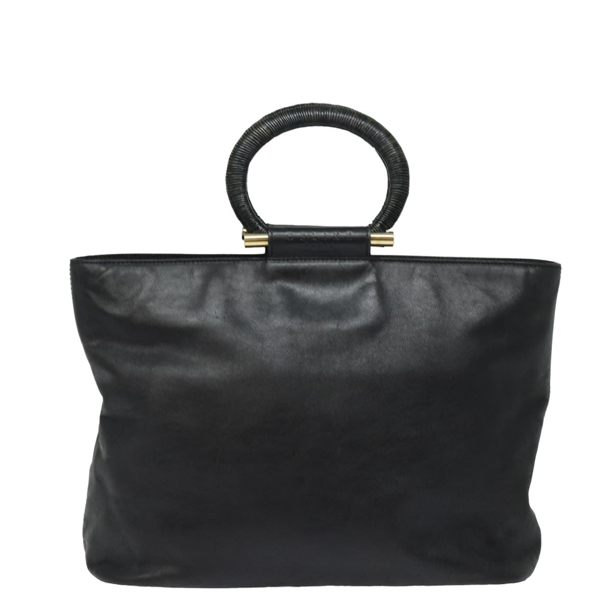 CELINE Hand Bag Leather Black Auth 77841 - 0