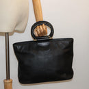 CELINE Hand Bag Leather Black Auth 77841-23