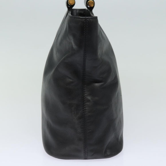 CELINE Hand Bag Leather Black Auth 77841