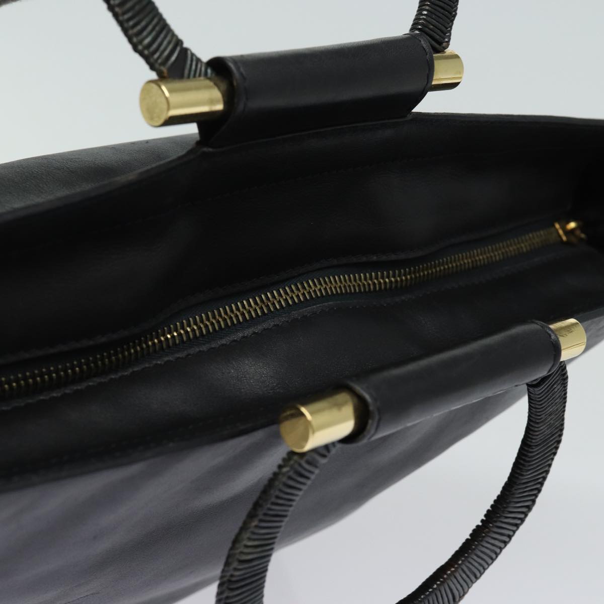 CELINE Hand Bag Leather Black Auth 77841