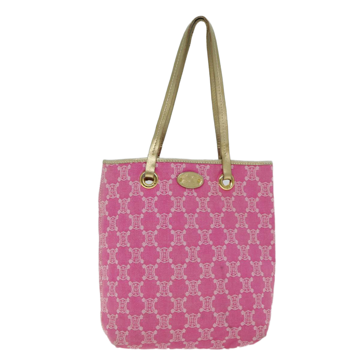 CELINE Paris Macadam Canvas Tote Bag Pink Auth 77842