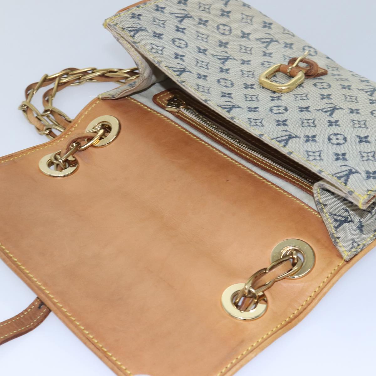 LOUIS VUITTON Monogram Mini Camille Chain Shoulder Bag Blue M92002 LV Auth 77869