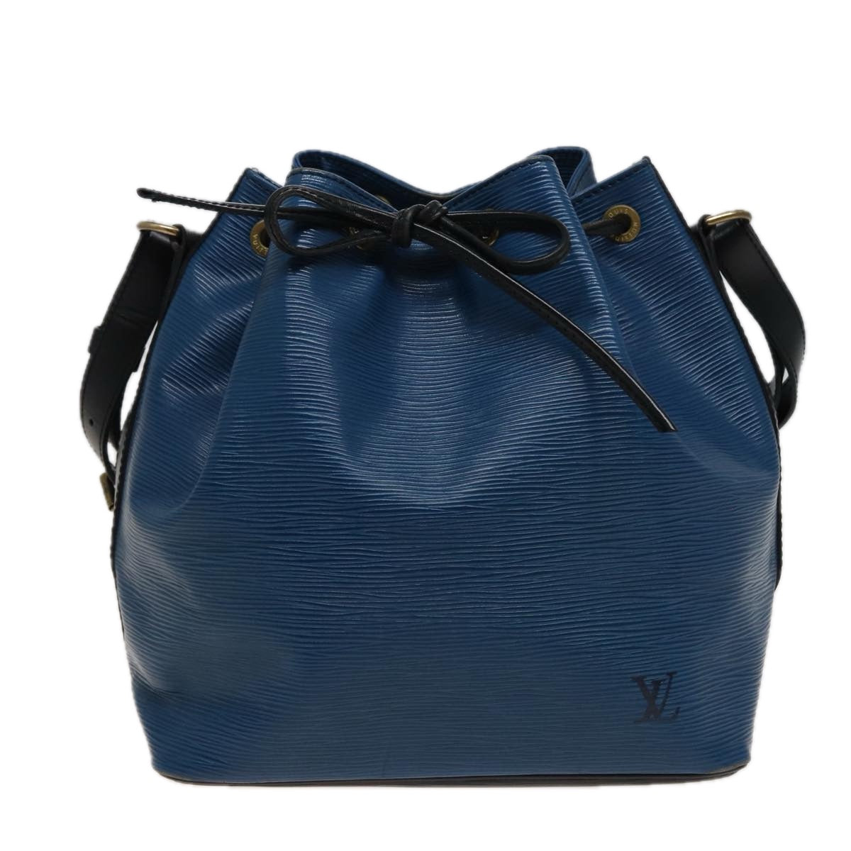 LOUIS VUITTON Epi Petit Noe Shoulder Bag Bicolor Black Blue M44152 LV Auth 77893