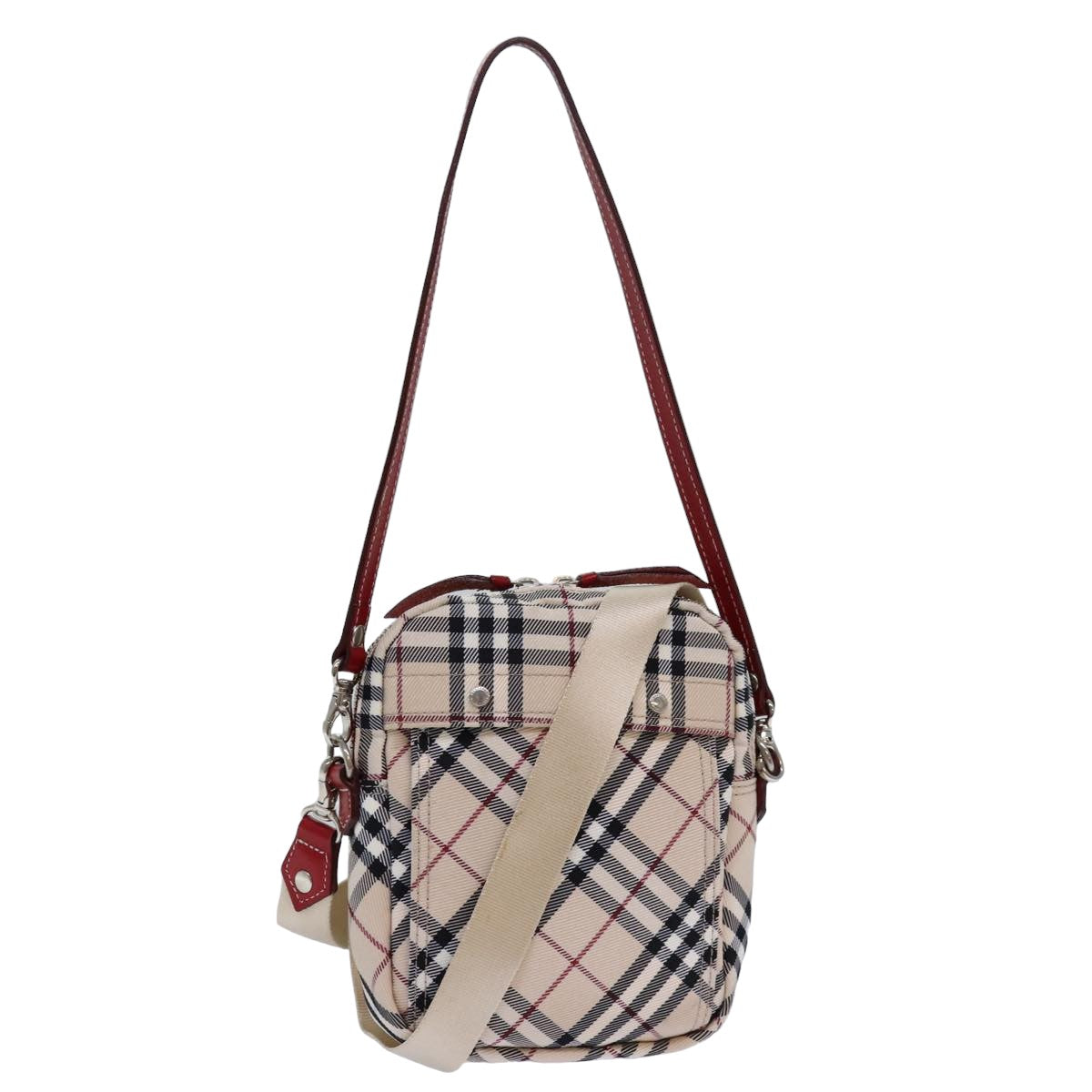 BURBERRY Nova Check Hand Bag Canvas 2way Beige Auth 77936