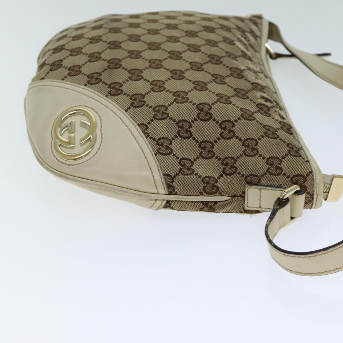 GUCCI GG Canvas Shoulder Bag Beige Auth 77937