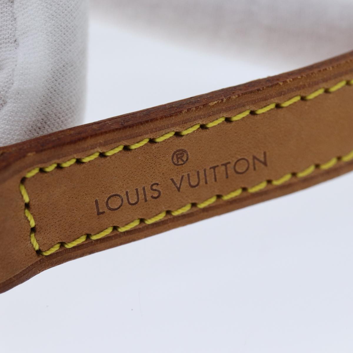 LOUIS VUITTON Shoulder Strap Leather 35.4"" Beige LV Auth 77975