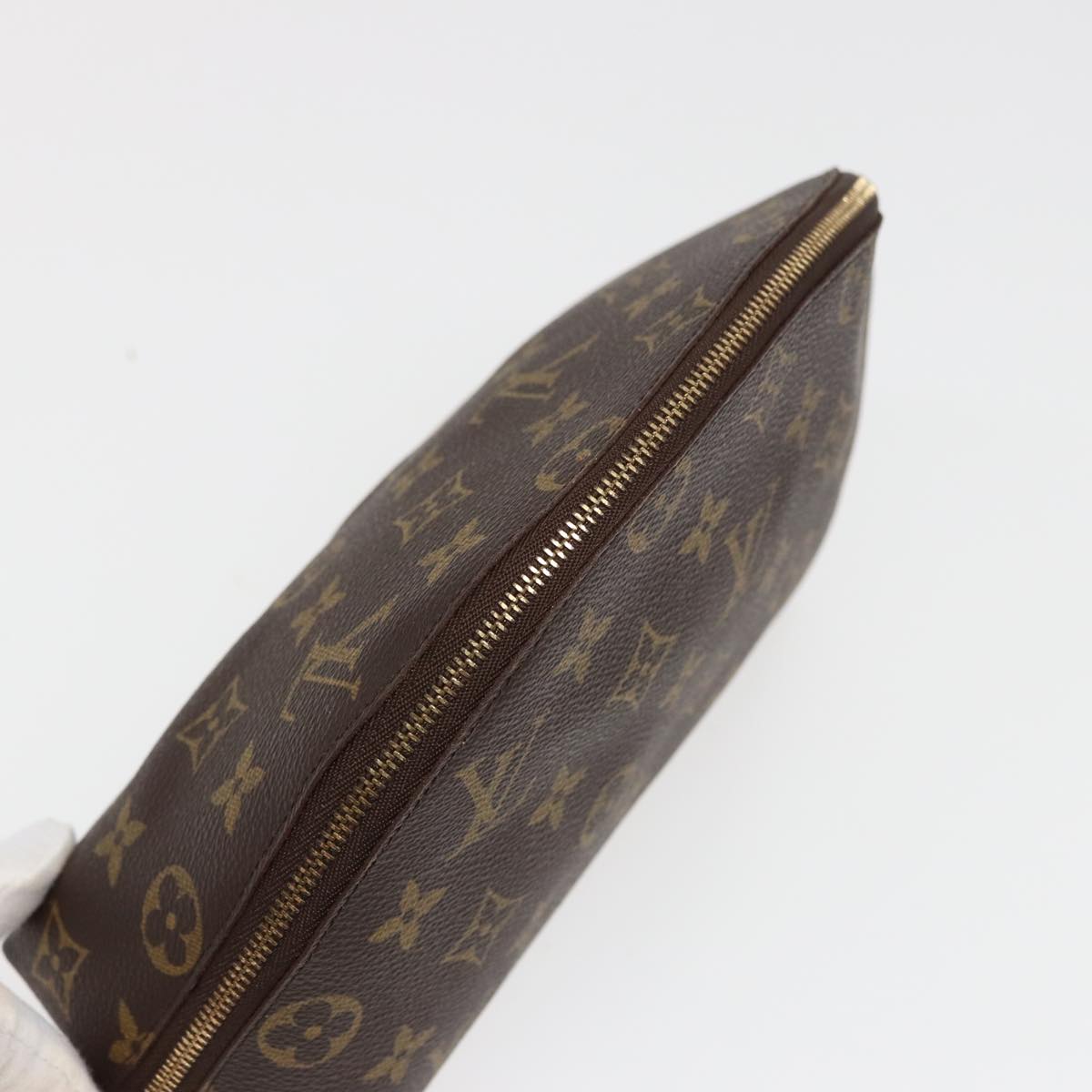 LOUIS VUITTON Monogram Trousse Demi Ronde Cosmetic Pouch M47520 LV Auth 77978