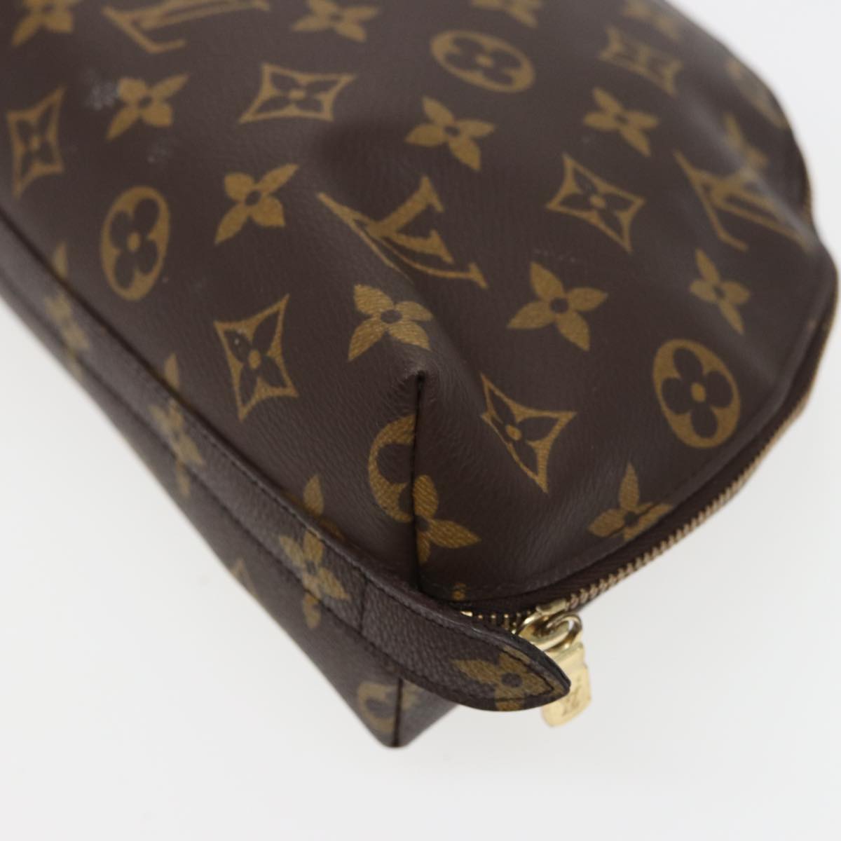 LOUIS VUITTON Monogram Trousse Demi Ronde Cosmetic Pouch M47520 LV Auth 78012