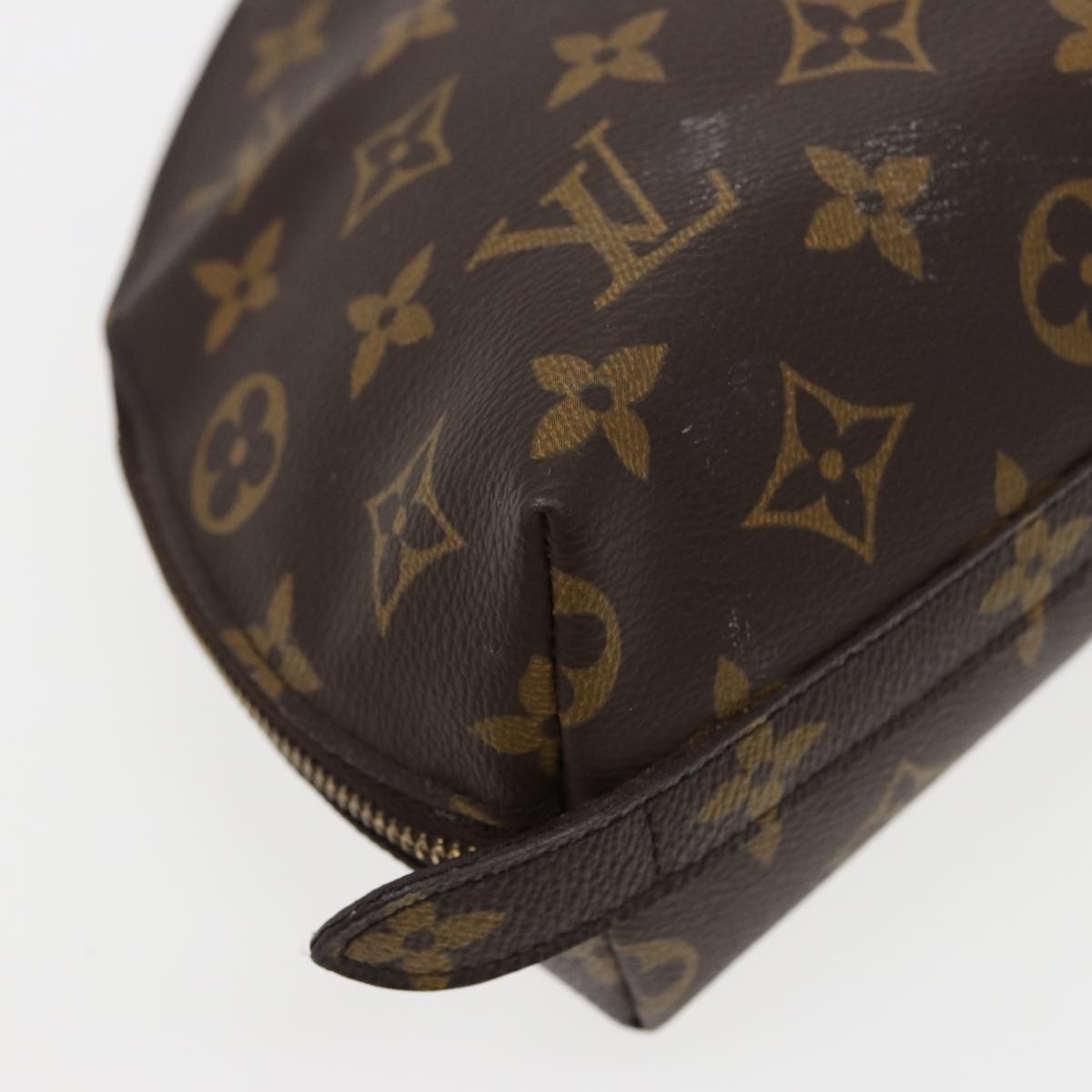 LOUIS VUITTON Monogram Trousse Demi Ronde Cosmetic Pouch M47520 LV Auth 78012