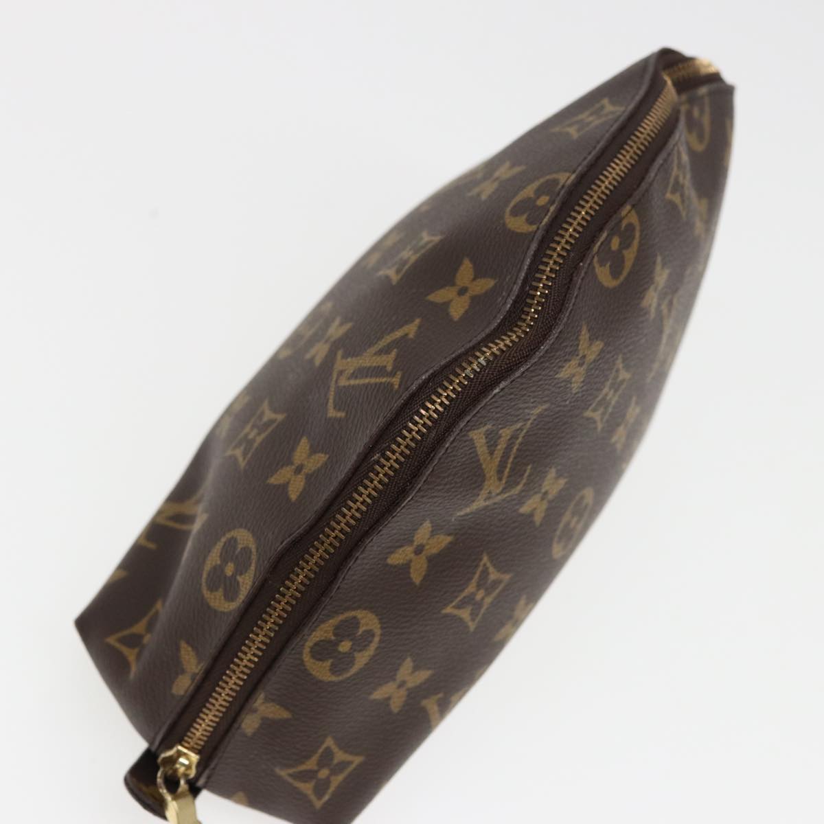 LOUIS VUITTON Monogram Trousse Demi Ronde Cosmetic Pouch M47520 LV Auth 78012