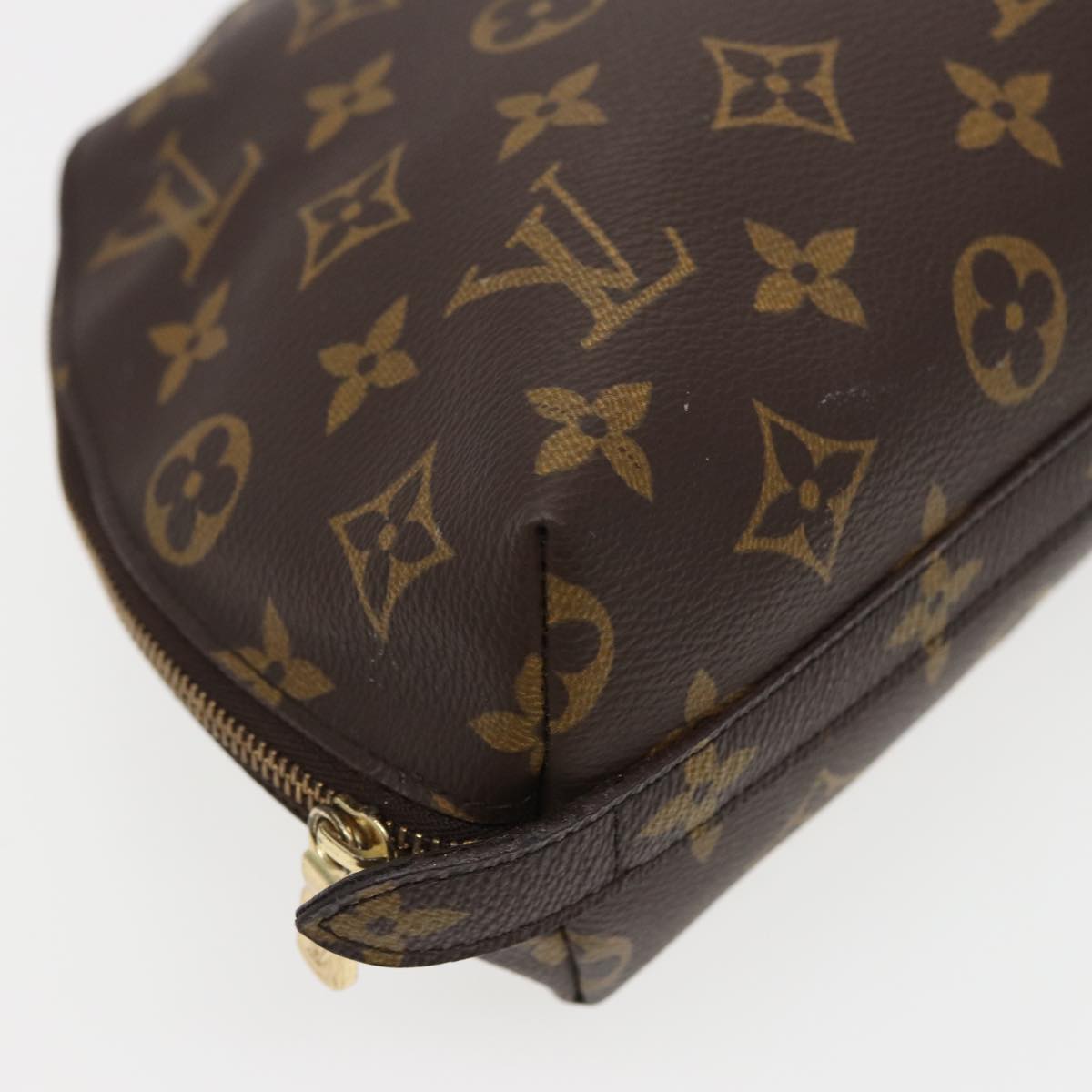 LOUIS VUITTON Monogram Trousse Demi Ronde Cosmetic Pouch M47520 LV Auth 78012