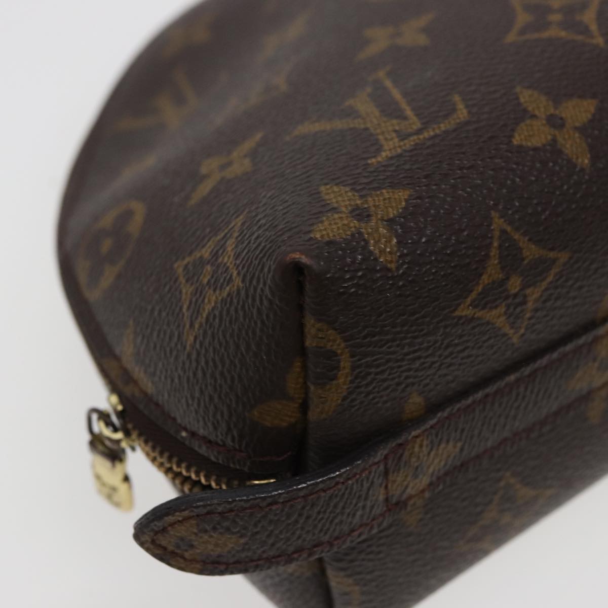 LOUIS VUITTON Monogram Trousse Demi Ronde Cosmetic Pouch M47520 LV Auth 78014