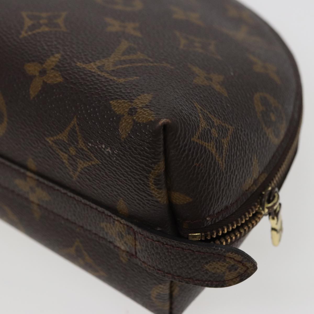 LOUIS VUITTON Monogram Trousse Demi Ronde Cosmetic Pouch M47520 LV Auth 78014