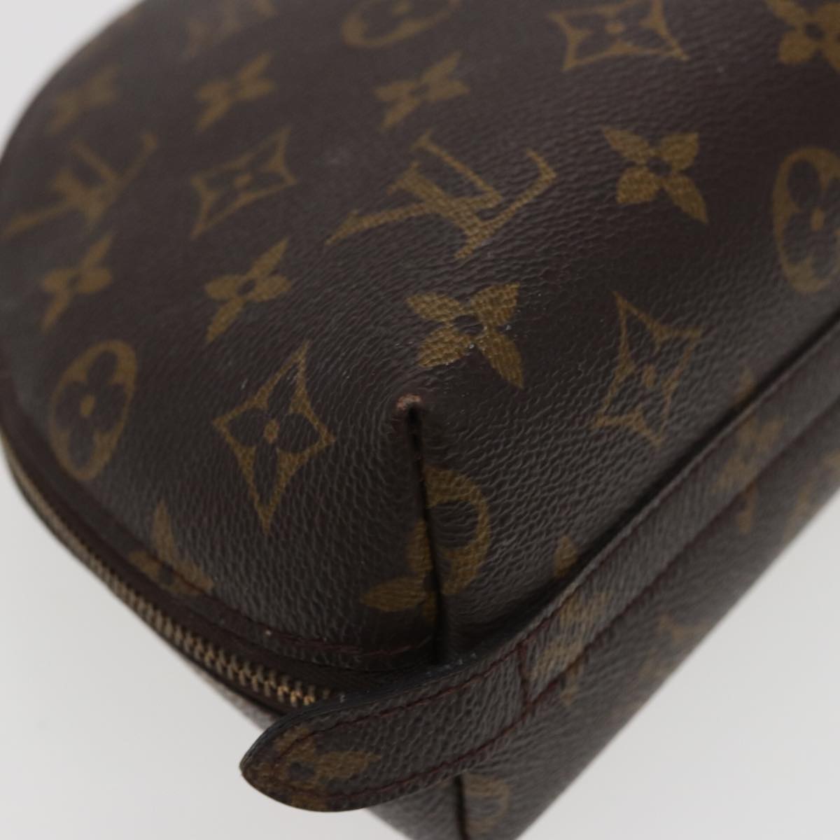 LOUIS VUITTON Monogram Trousse Demi Ronde Cosmetic Pouch M47520 LV Auth 78014