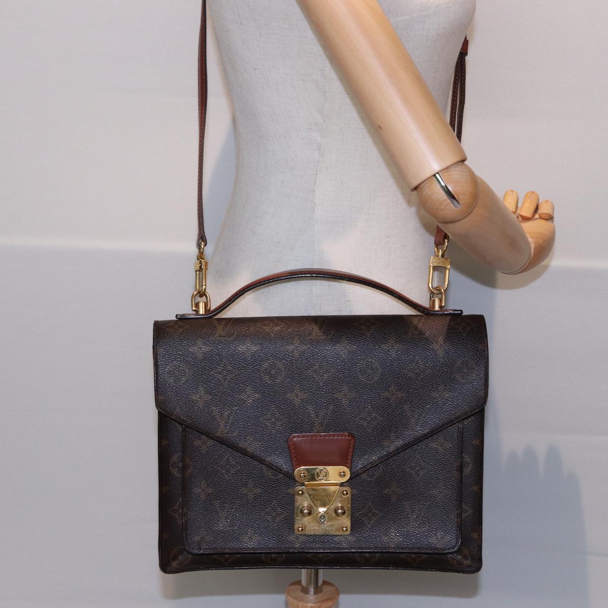 LOUIS VUITTON Monogram Monceau 28 Hand Bag 2way M51185 LV Auth 78030