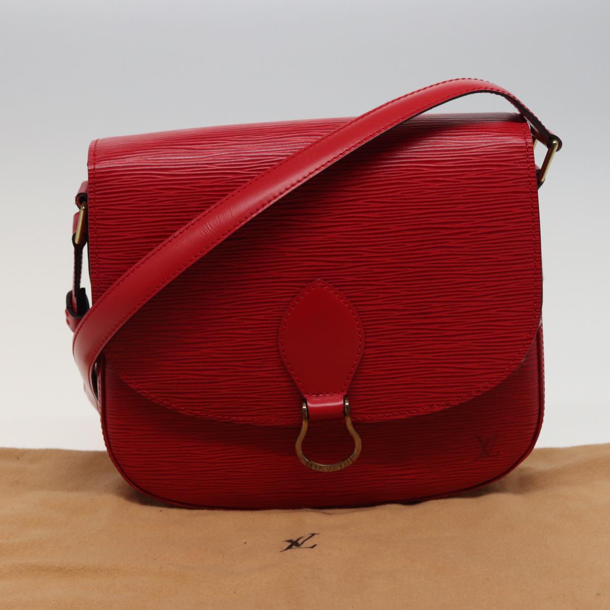 LOUIS VUITTON Epi Saint Cloud GM Shoulder Bag Red M52197 LV Auth 78032