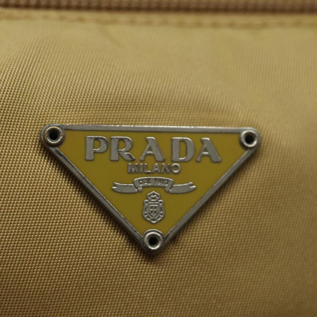 PRADA Accessory Pouch Nylon Beige Auth 78075