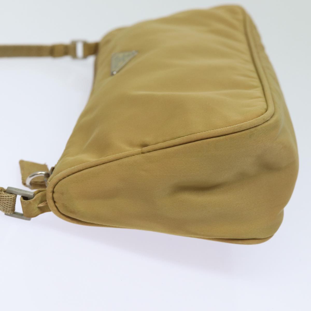 PRADA Accessory Pouch Nylon Beige Auth 78075