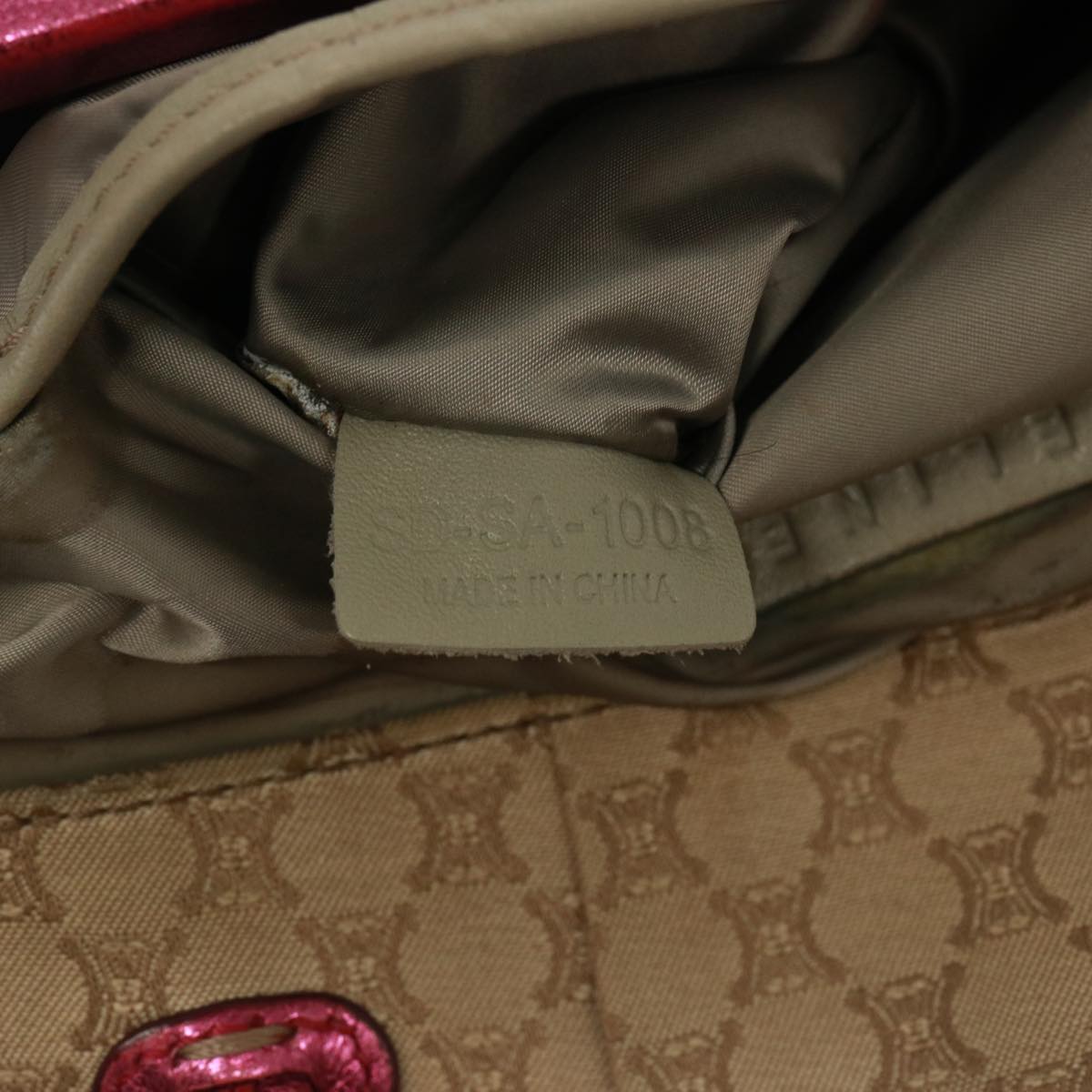 CELINE Macadam Canvas Shoulder Bag Beige Auth 78082