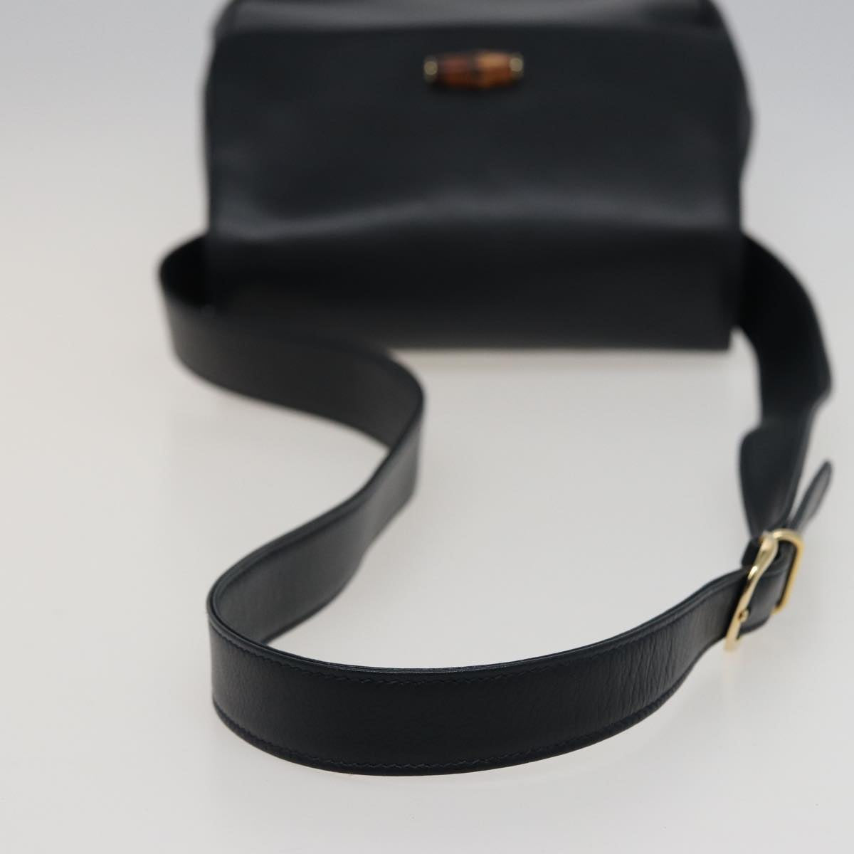 GUCCI Bamboo Shoulder Bag Leather Black 001 14 1571 Auth 78084