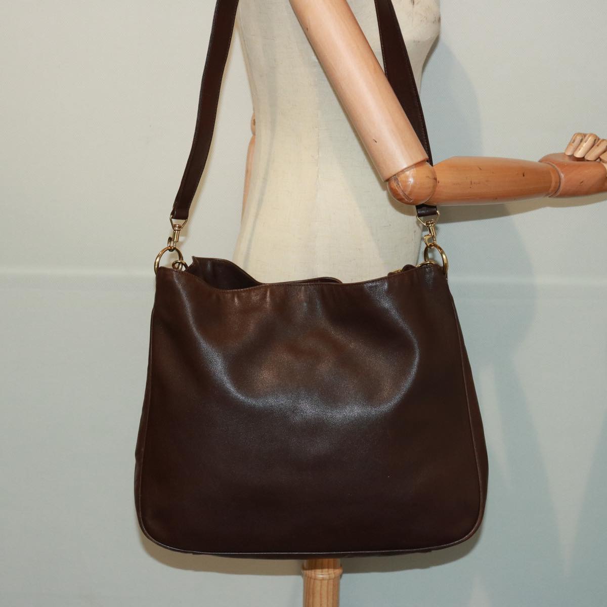 GUCCI Bamboo Shoulder Bag Leather 2way Brown 001 3754 1577 Auth 78088