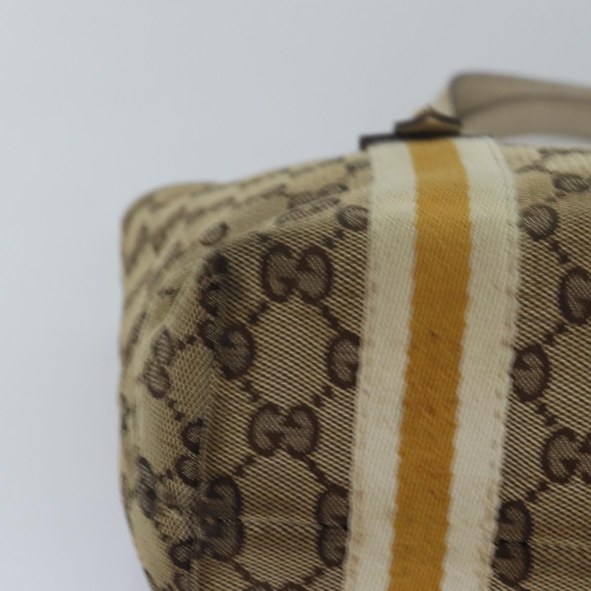 GUCCI GG Canvas Sherry Line Hand Bag Beige White 139261 Auth 78091