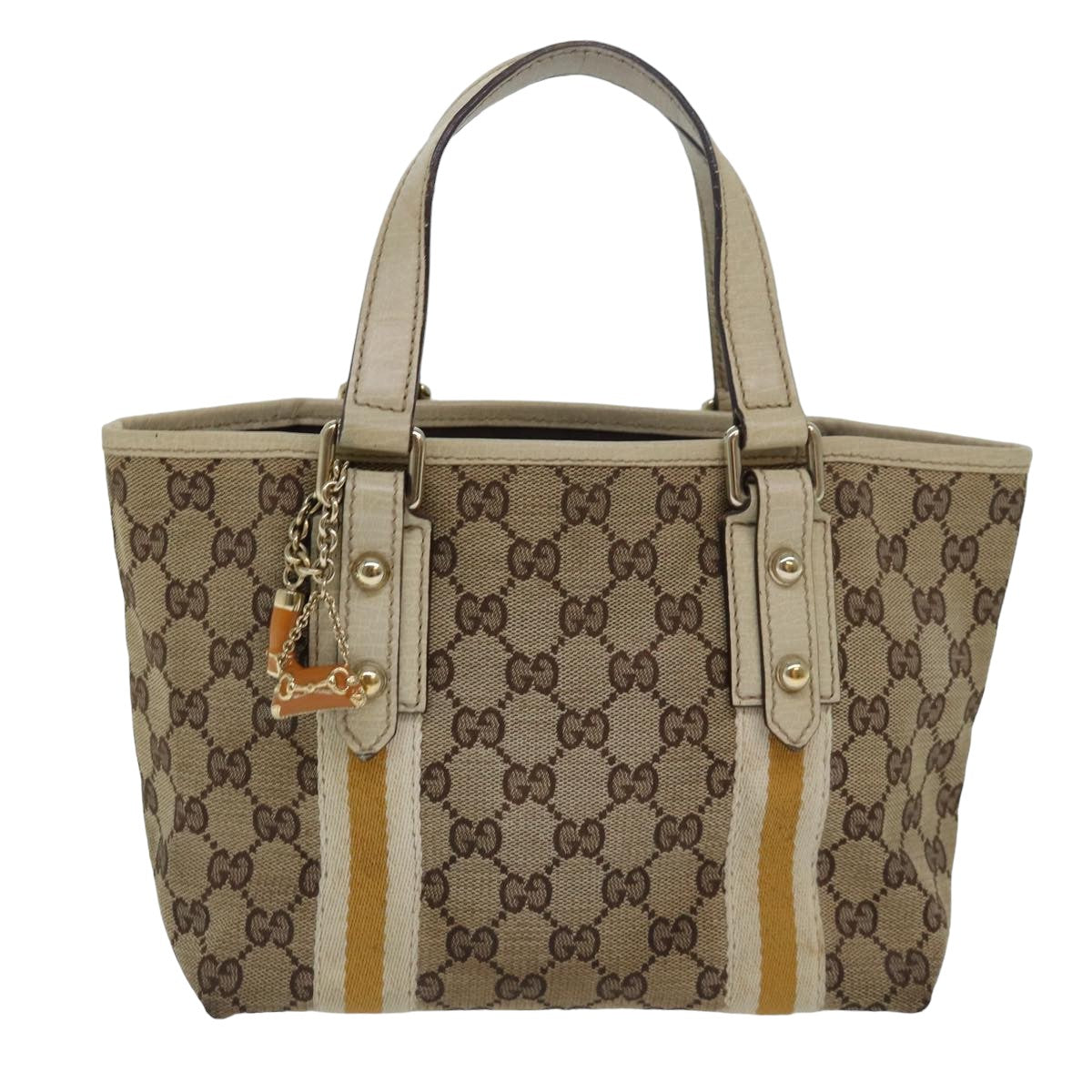 GUCCI GG Canvas Sherry Line Hand Bag Beige White 139261 Auth 78091