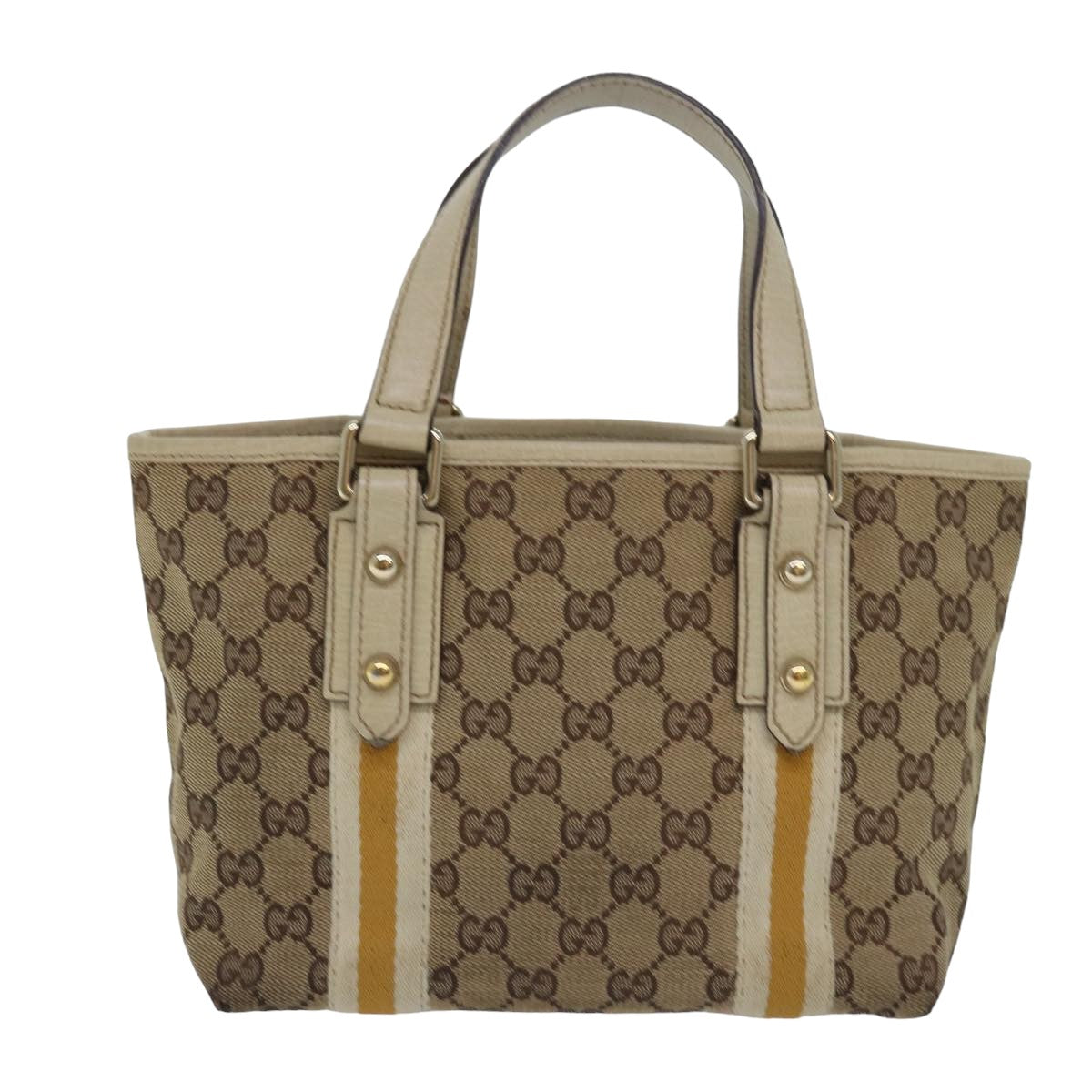 GUCCI GG Canvas Sherry Line Hand Bag Beige White 139261 Auth 78091 - 0