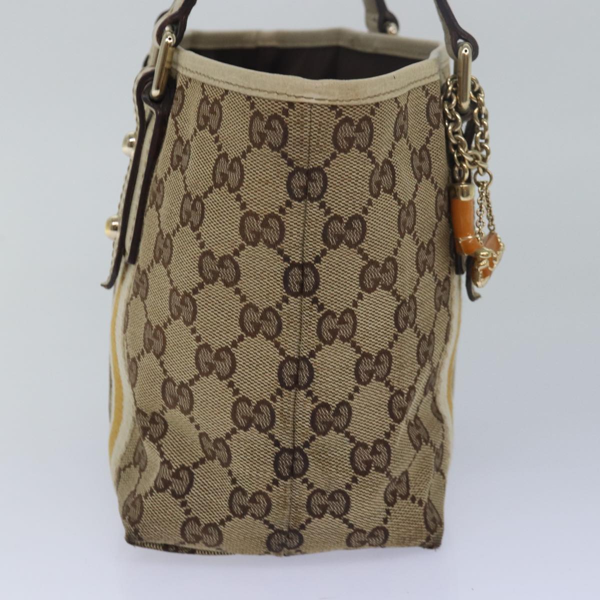 GUCCI GG Canvas Sherry Line Hand Bag Beige White 139261 Auth 78091